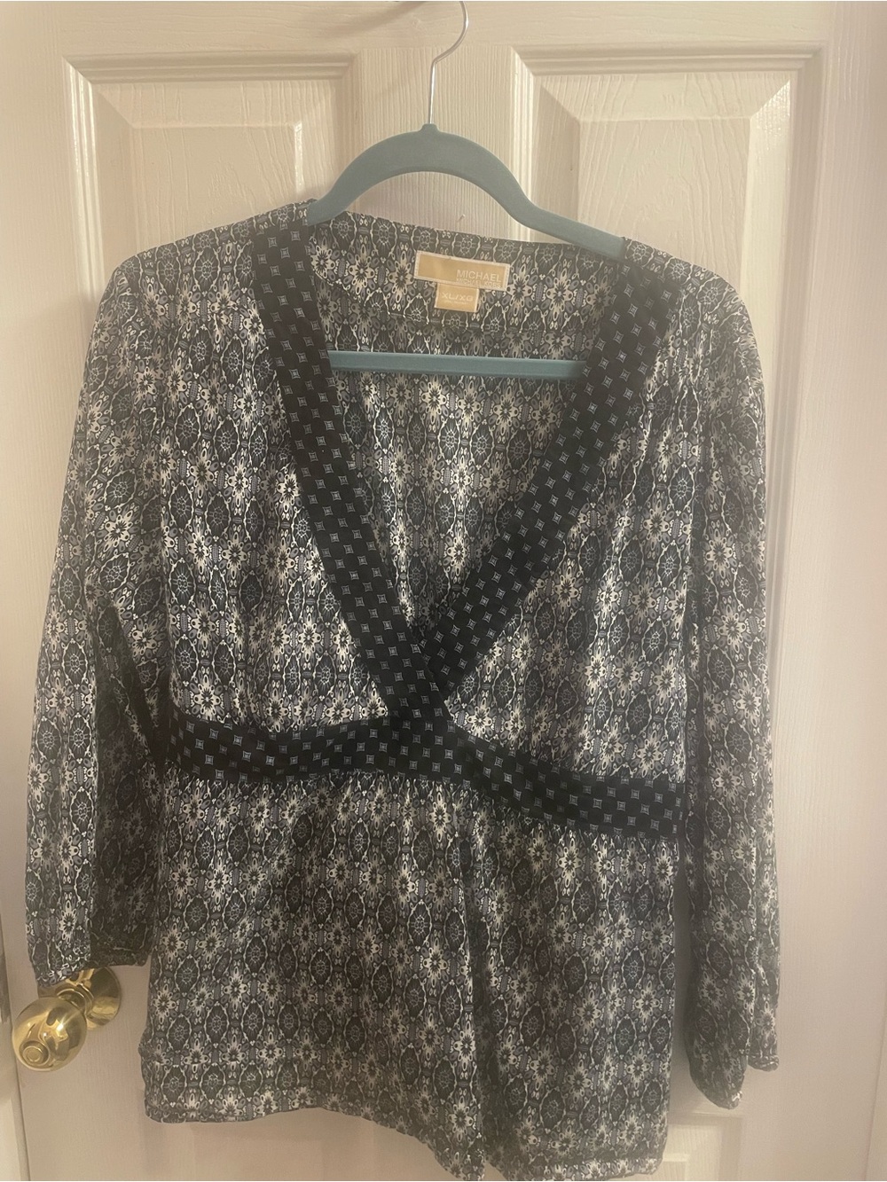 Michael Kors Navy & White Printed Blouse